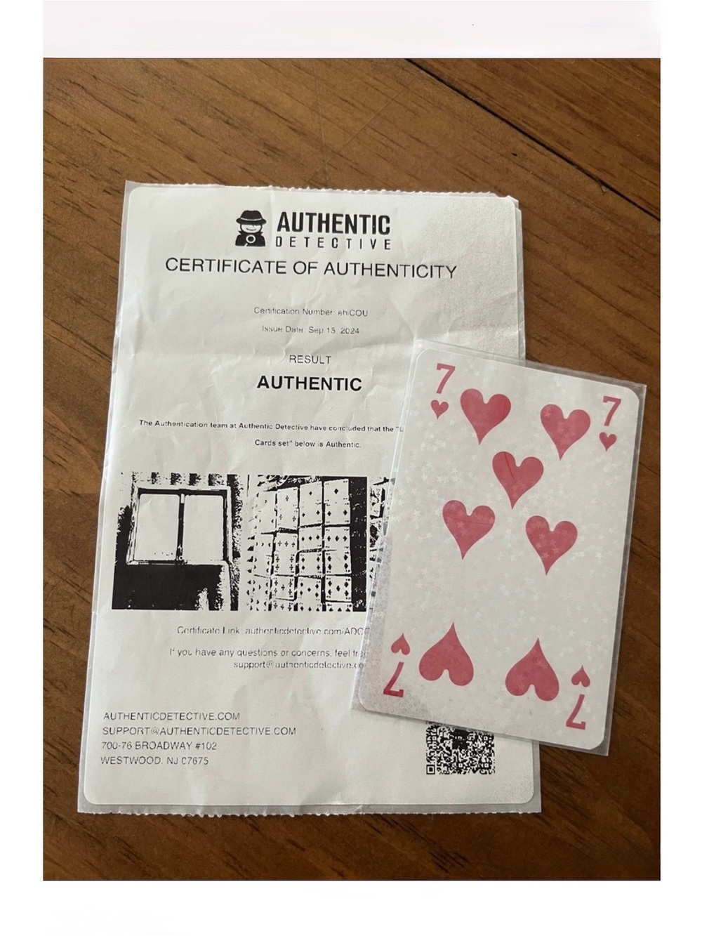 Louis Vuitton 7 of Hearts Playing Card (Certificate Included) Collectible